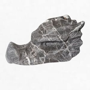 New Gastropoda Shell Fossil Gray White Carved Dragons Head Rock Healing Statue